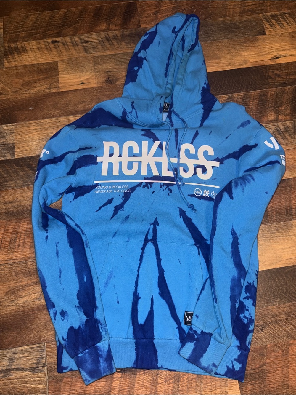 Young & Reckless Blue Tie-Dye Hoodie with White Logo